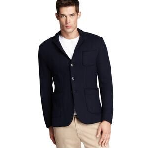 Woolrich Navy Blue Knit Wool Soft Blazer Coat Cardigan